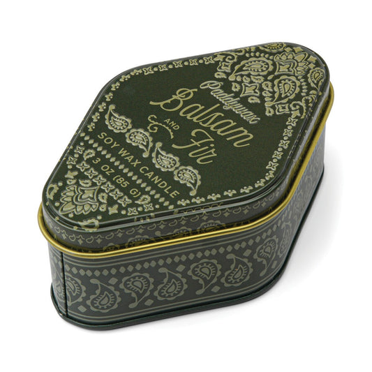 Station 3.5oz Green Bandana Patterned Candle Tin - Balsam & Fir