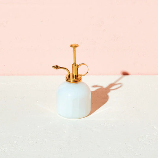 White Glass & Brass Mister