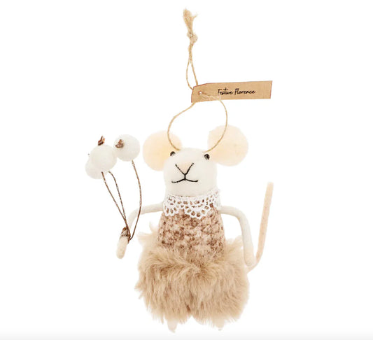 Felt Mouse Ornament:  Florence Mouse Holiday Ornament