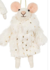 Felt Mouse Ornament - Fancy Winter Mouse 5"H