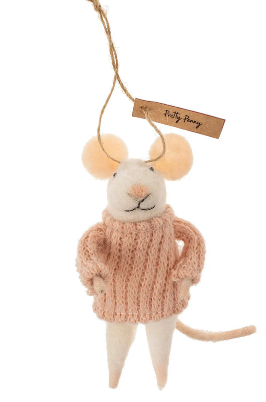 Felt Mouse Ornament:  Pretty Paulina Mouse Holiday Ornament