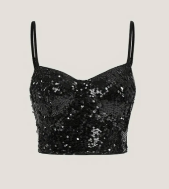 Black Sequin Zip Back Cropped Cami - Front & Company: Gift Store