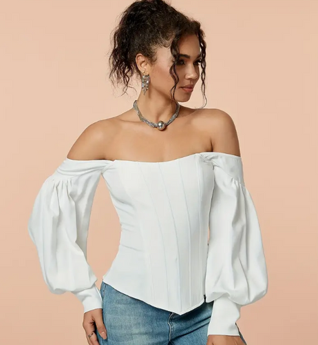 Off-shoulder Corset Blouse, - Front & Company: Gift Store