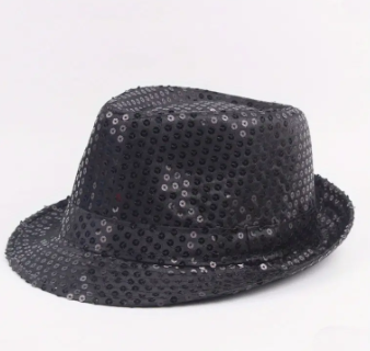 Black Sequin Bowler Hats