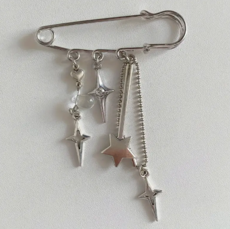 Y2K Silver Heart Key Chain Keychain