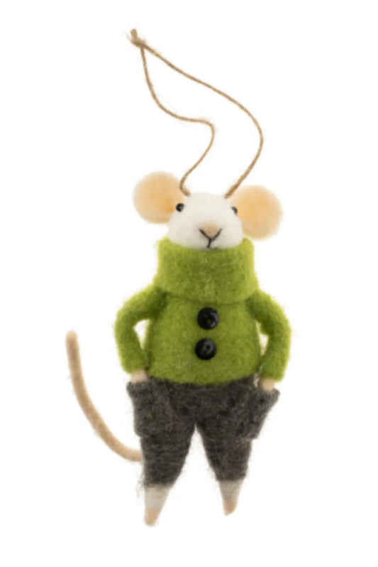 Felt Mouse Ornament:  Comfortable Cooper Mouse Holiday Ornament