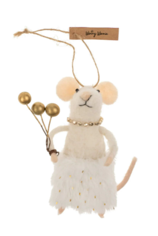 Felt Mouse Ornament:  Wintry Winnie Mouse Holiday Ornament