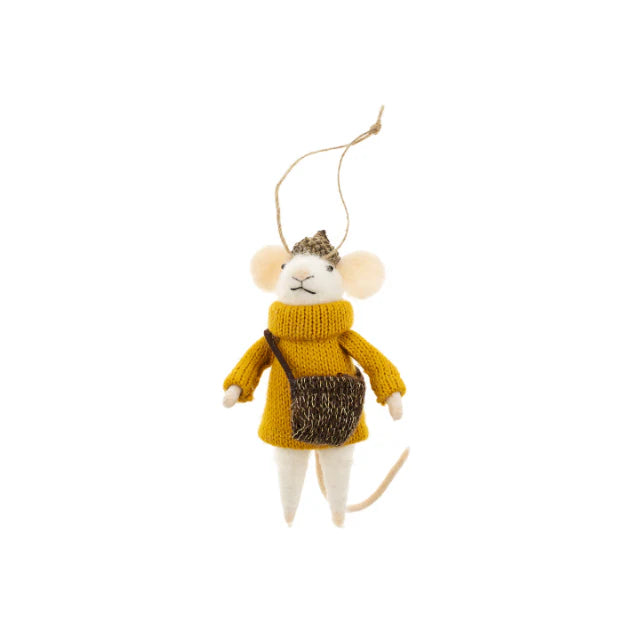 Felt Mouse Ornament:  Frankie Mouse Holiday Felt Mouse Ornament