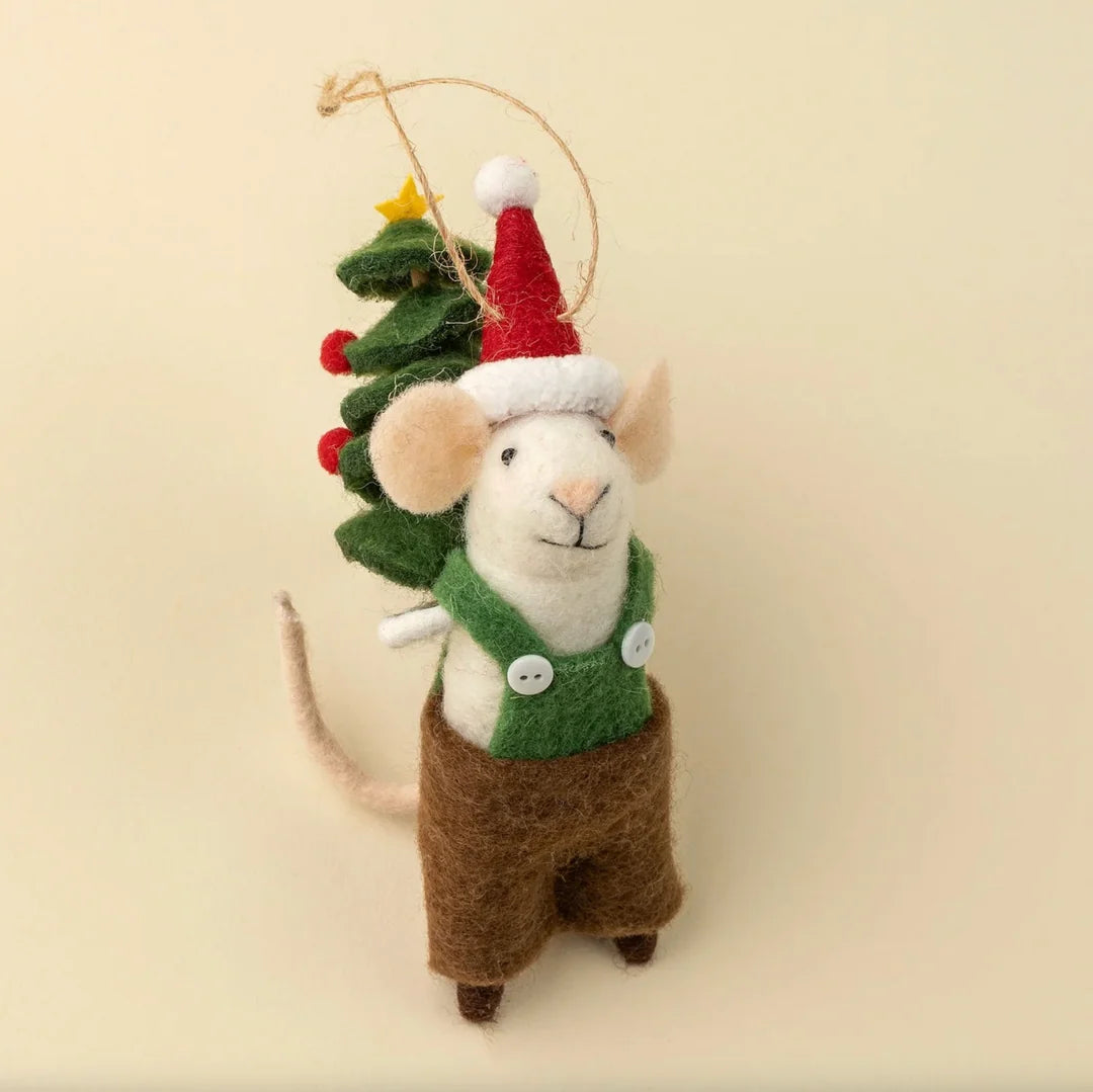 Felt Mice Ornament: Tree Toting Tom Mouse Holiday Ornament