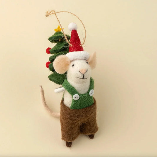 Felt Mice Ornament: Tree Toting Tom Mouse Holiday Ornament