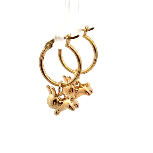 Miffy Rabbit Charm Hoop Gold Vermeil
