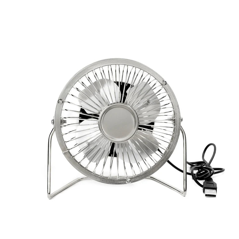 USB Metal Desk Fan - Silver