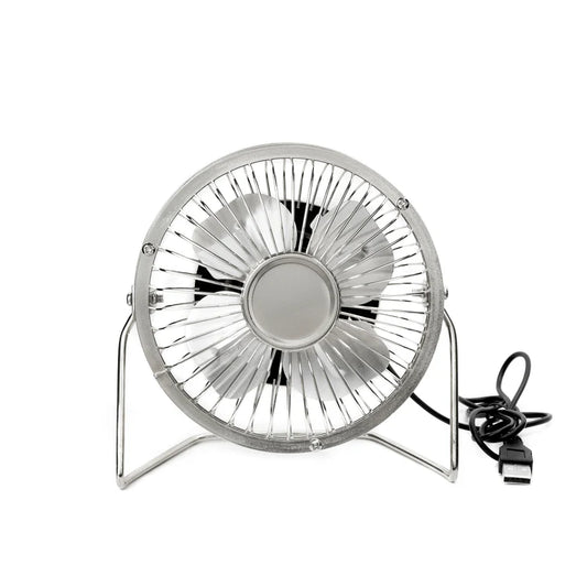 USB Metal Desk Fan - Silver