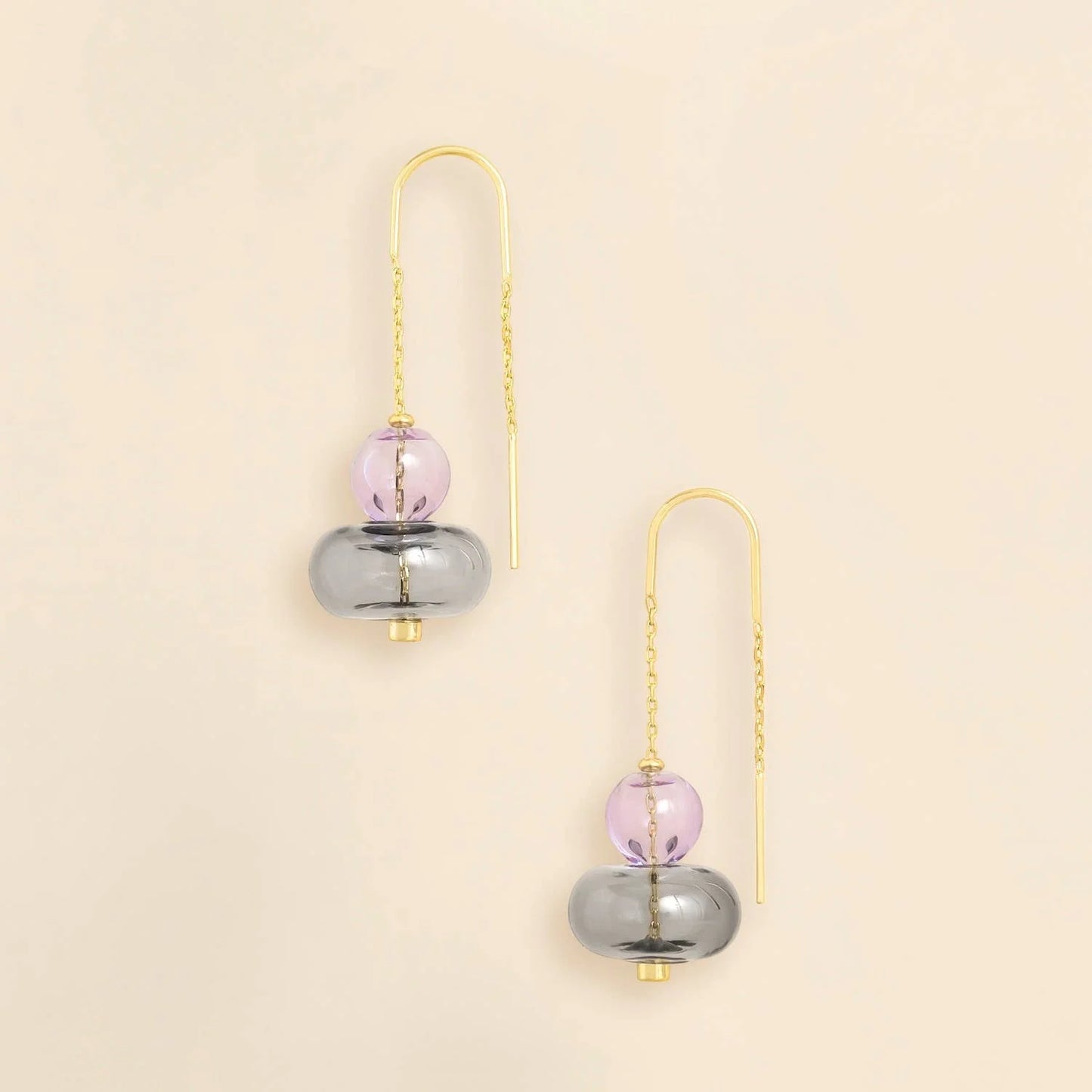 Refined Glass Stacked Threader Lavender/Smoke/Gold