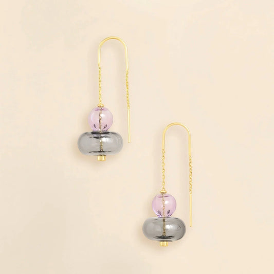 Refined Glass Stacked Threader Lavender/Smoke/Gold