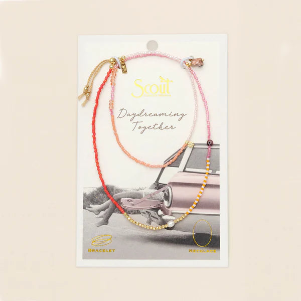 Mixed Media Wrap Bracelet/Necklace Love/Rhodochrosite/Gold