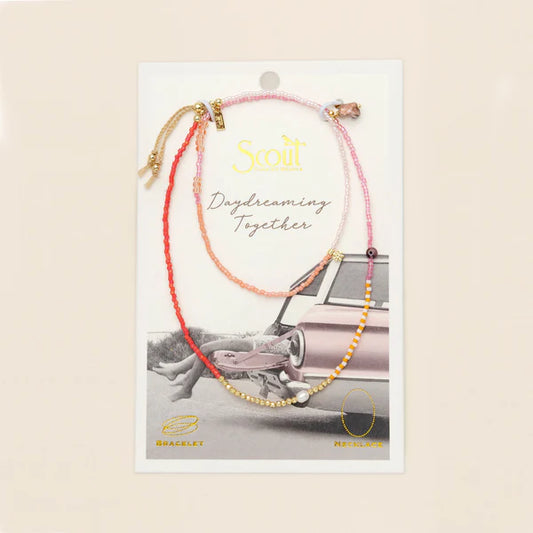 Mixed Media Wrap Bracelet/Necklace Love/Rhodochrosite/Gold