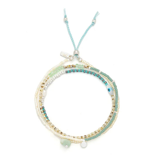 Mixed Media Wrap Bracelet/Necklace Courage/Amzonite/Silver