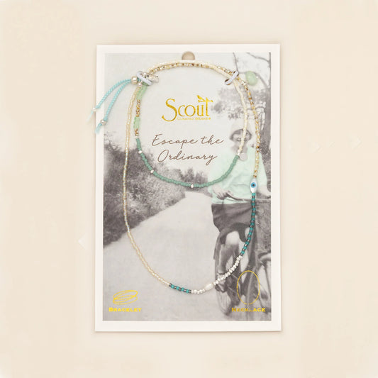 Mixed Media Wrap Bracelet/Necklace Courage/Amzonite/Silver