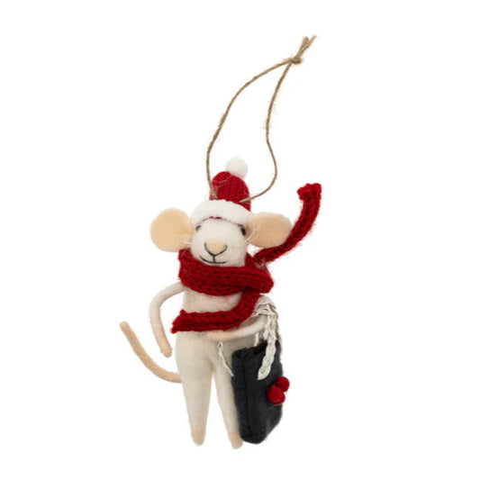 Felt Mouse Ornament: Yuletide Yohan Mouse Holiday Ornament