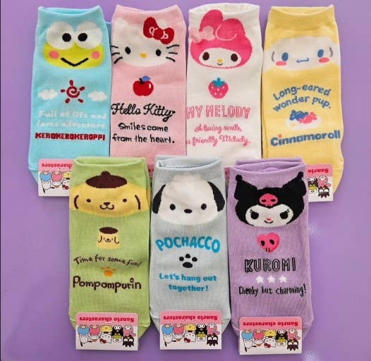 Sanrio Cotton Sneakers Letters Socks- Kuromi Socks