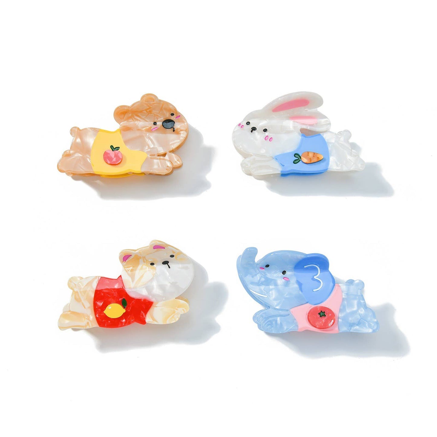 Cartoon Bear & Rabbit Hair Claw, Puppy & Elephant Hair Clip