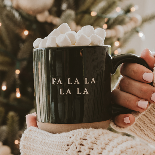 Fa La La Stoneware Coffee Mug - Christmas Decor & Gifts - Front & Company: Gift Store