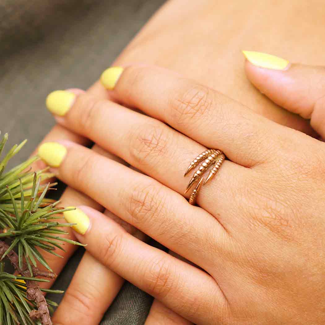 Sterling Silver or Bronze Adjustable Bird Claw Ring