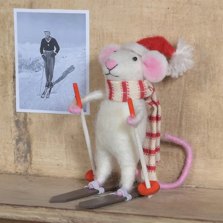 Felt Mouse Ornament - Skier Mouse Ornament