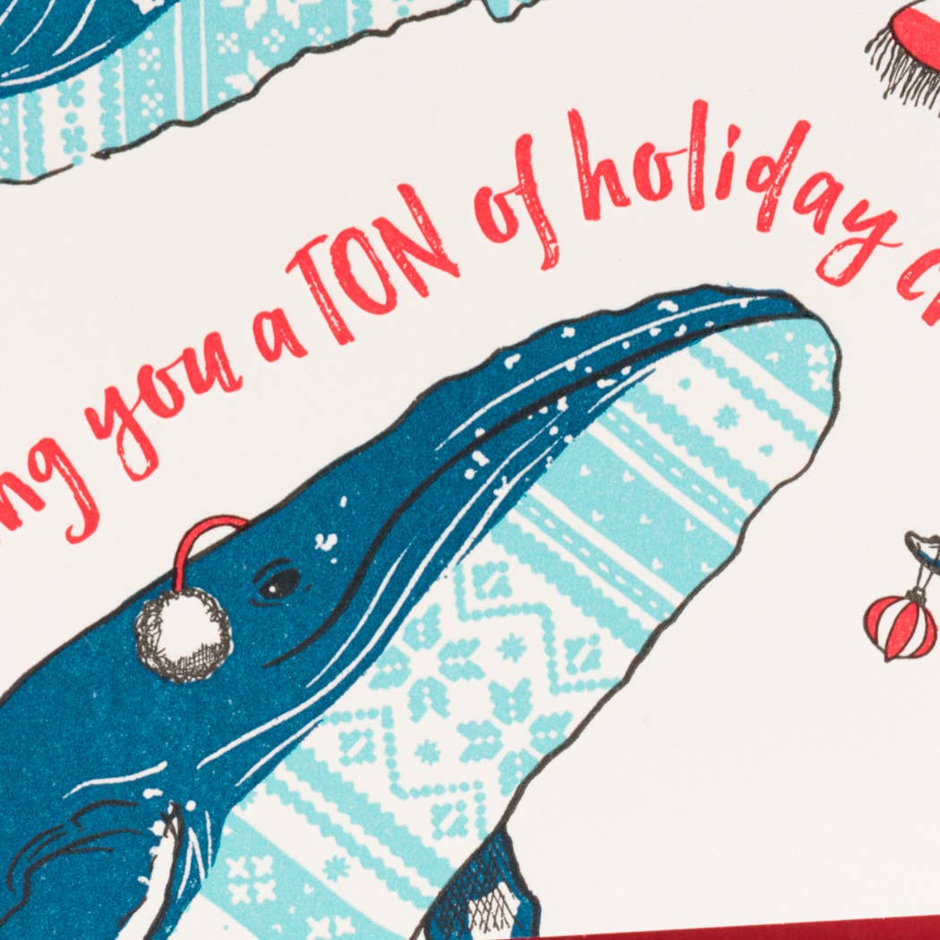Holiday Sweater Whales Card