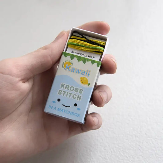 Kawaii Lemon Mini Cross Stitch Kit in A Matchbox