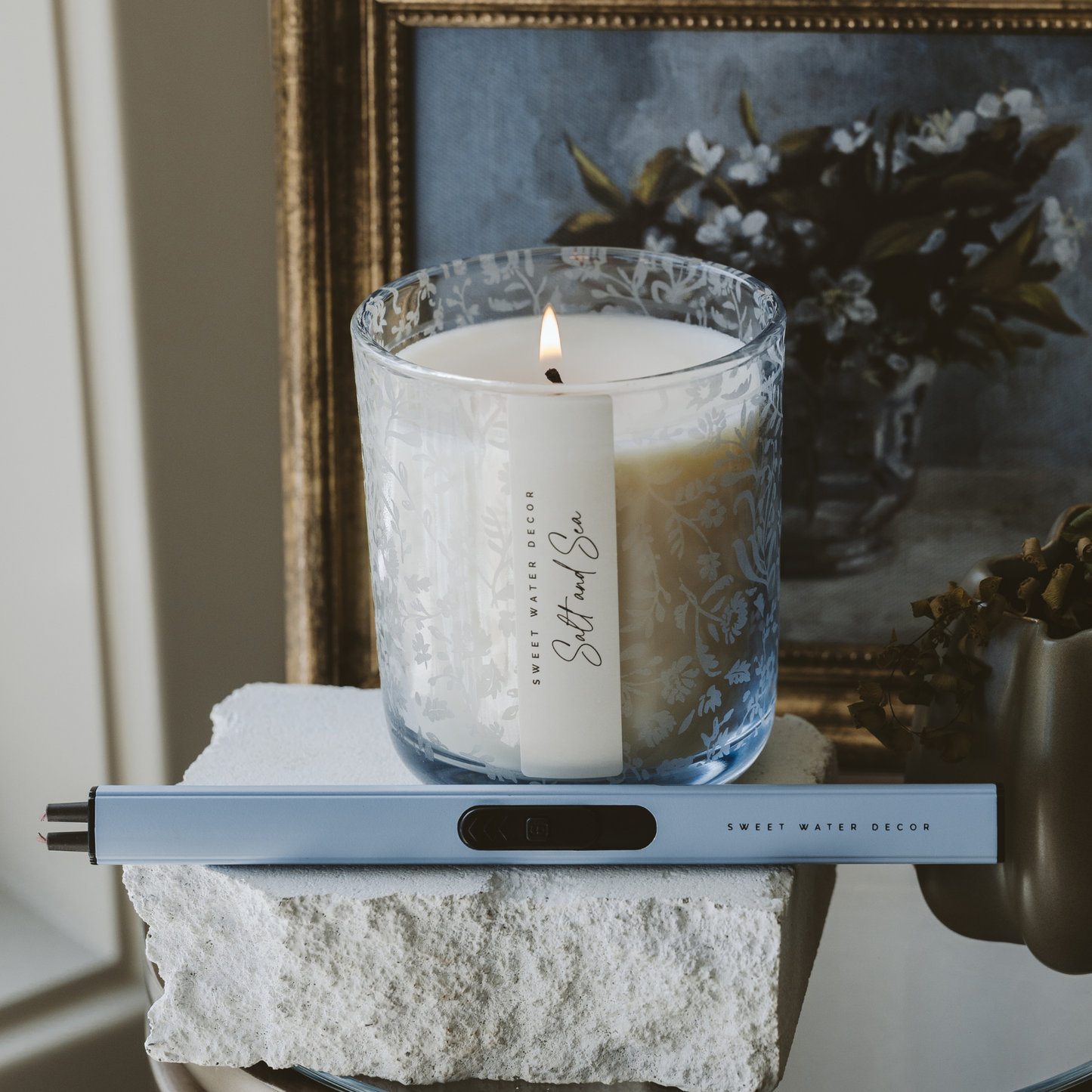 *NEW* Salt and Sea 12 oz Soy Candle, Blue Tinted Jar