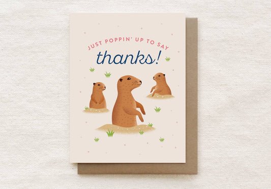 Just Poppin' Up to Say Thanks! - Prairie Dogs Thank You Card