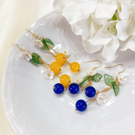E227 glass beads earrings, dangle earrings, fruit earrings