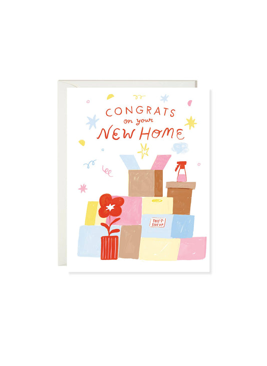 Unpacking Boxes – New Home Congratulations Card