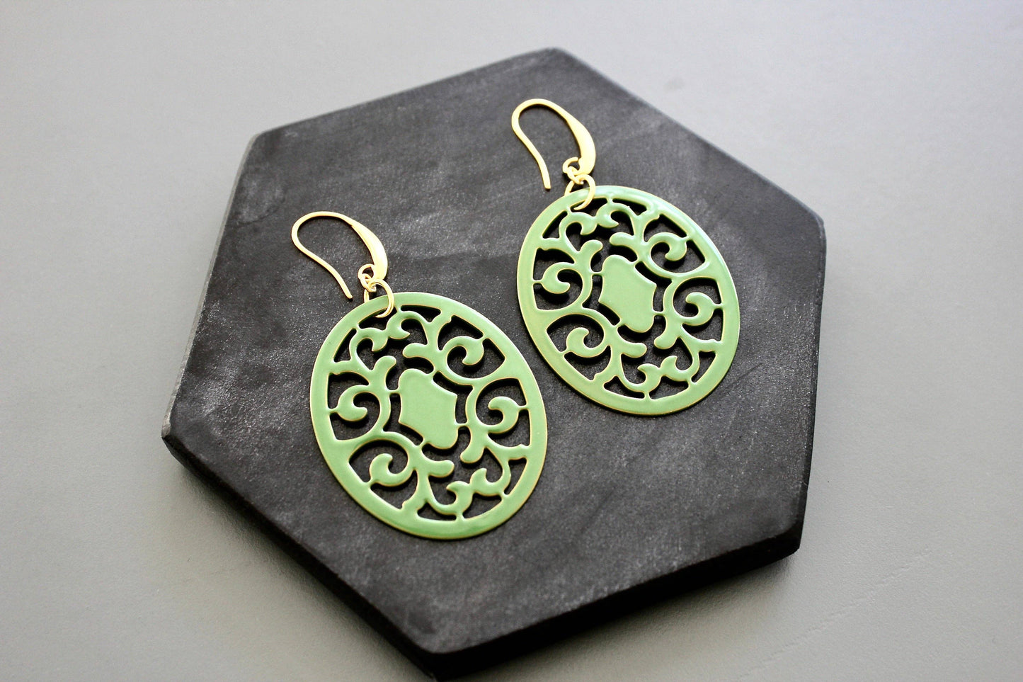 KYLE37 green enameled earrings