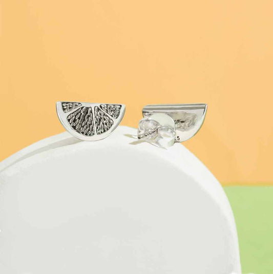 Sterling Silver Orange Slice Post Earrings 10x5mm