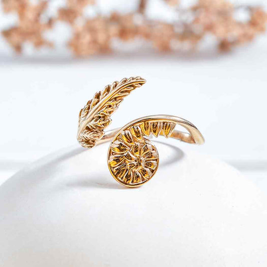 Sterling Silver or Bronze Adjustable Fern Ring