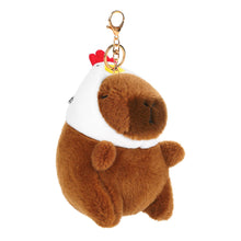 Load image into Gallery viewer, Capybara Chicken Hat Plush Keychain
