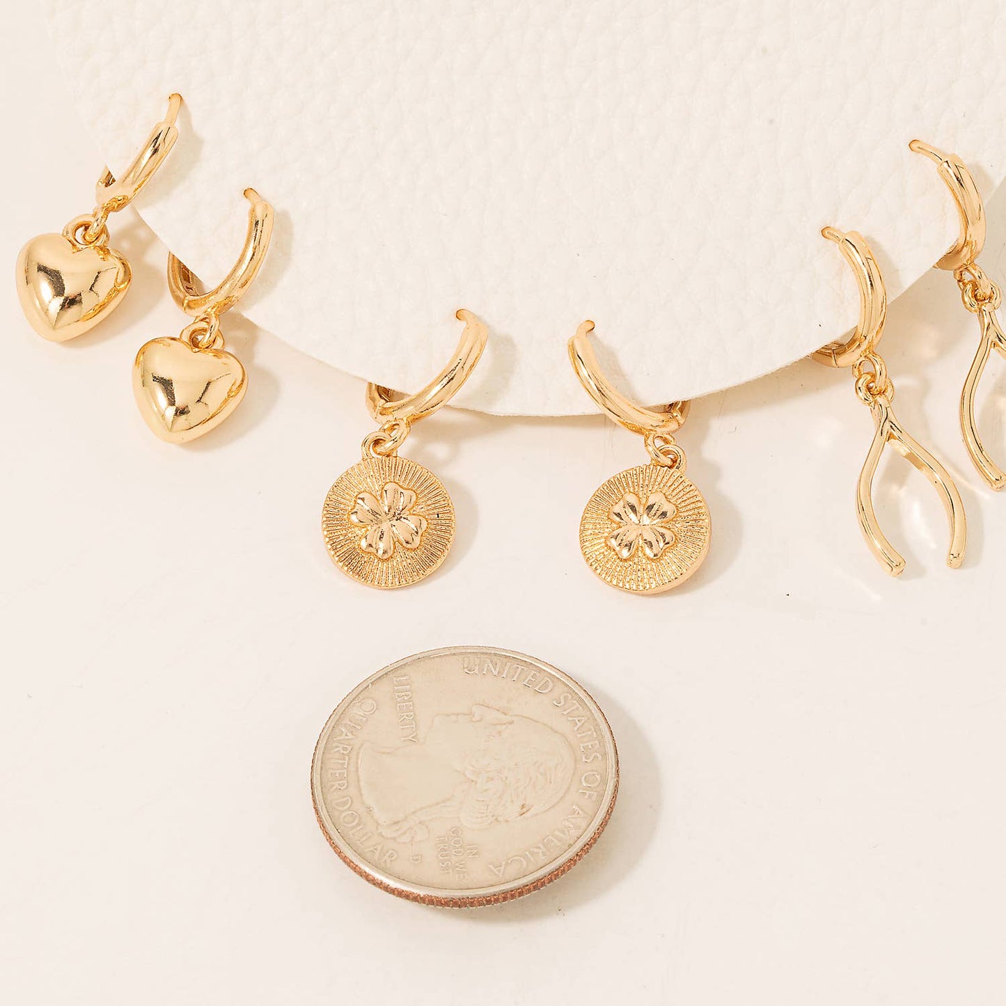 Mixed Metallic Stud Earrings Charms Set