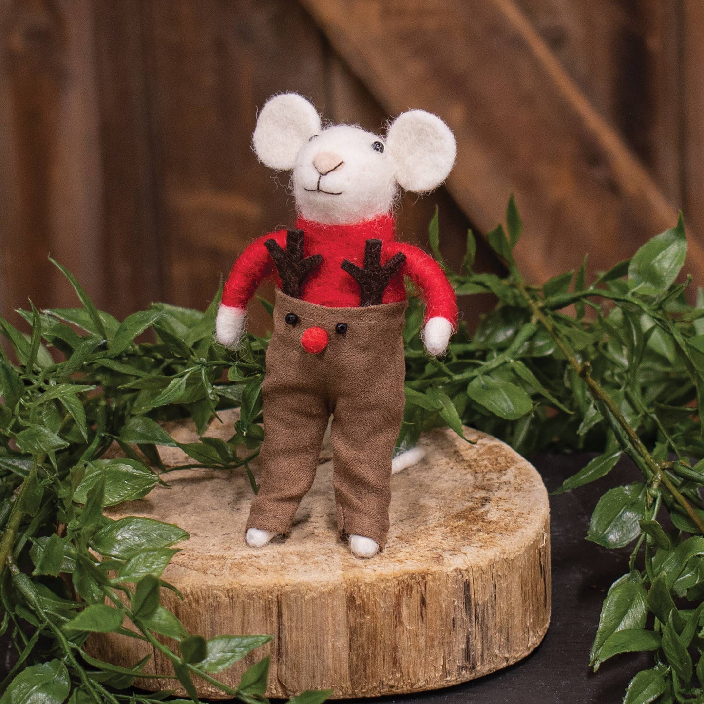 Reindeer Pants Mouse Felted Ornament