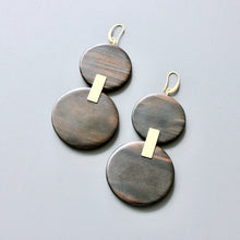 Load image into Gallery viewer, JLTE71 ebony wood shoulder duster earrings
