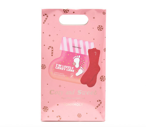 Cozy Candy Cane Mask & Socks Set - Front & Company: Gift Store