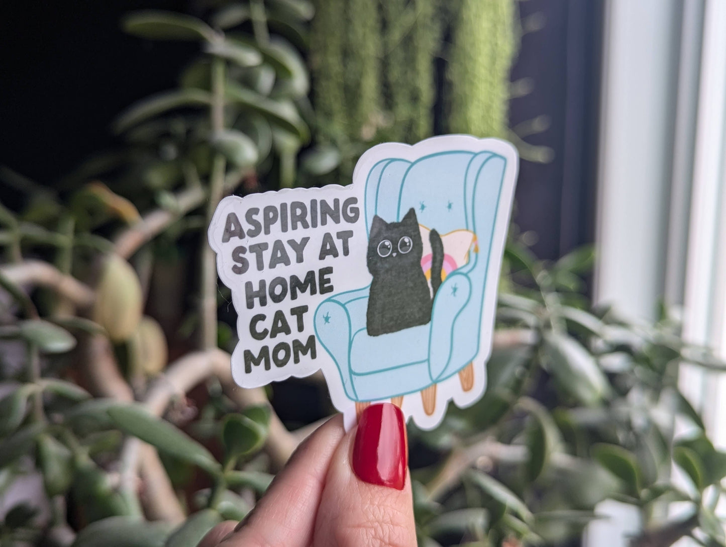 Aspiring stay at home cat mom sticker, animal lover merch
