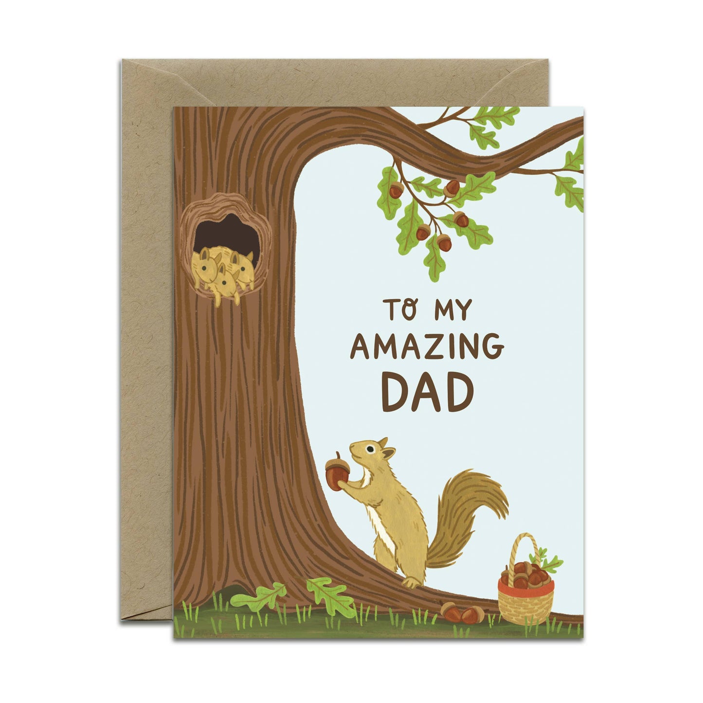 Squirrel Dad and Babies Forest Fathers Day Card