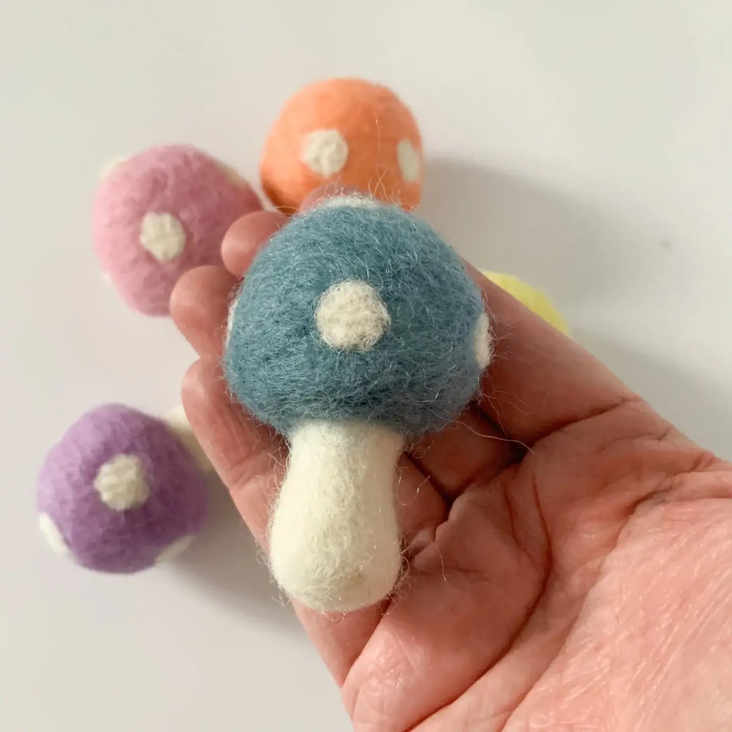 One Pastel Rainbow Felt Mushroom