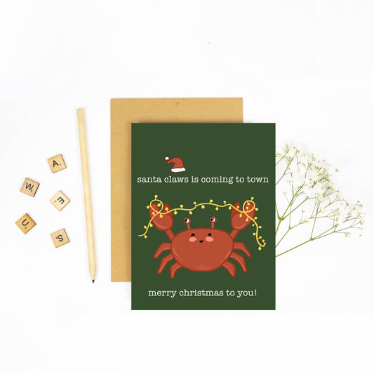 Santa Claws is Coming to Town - Christmas Card