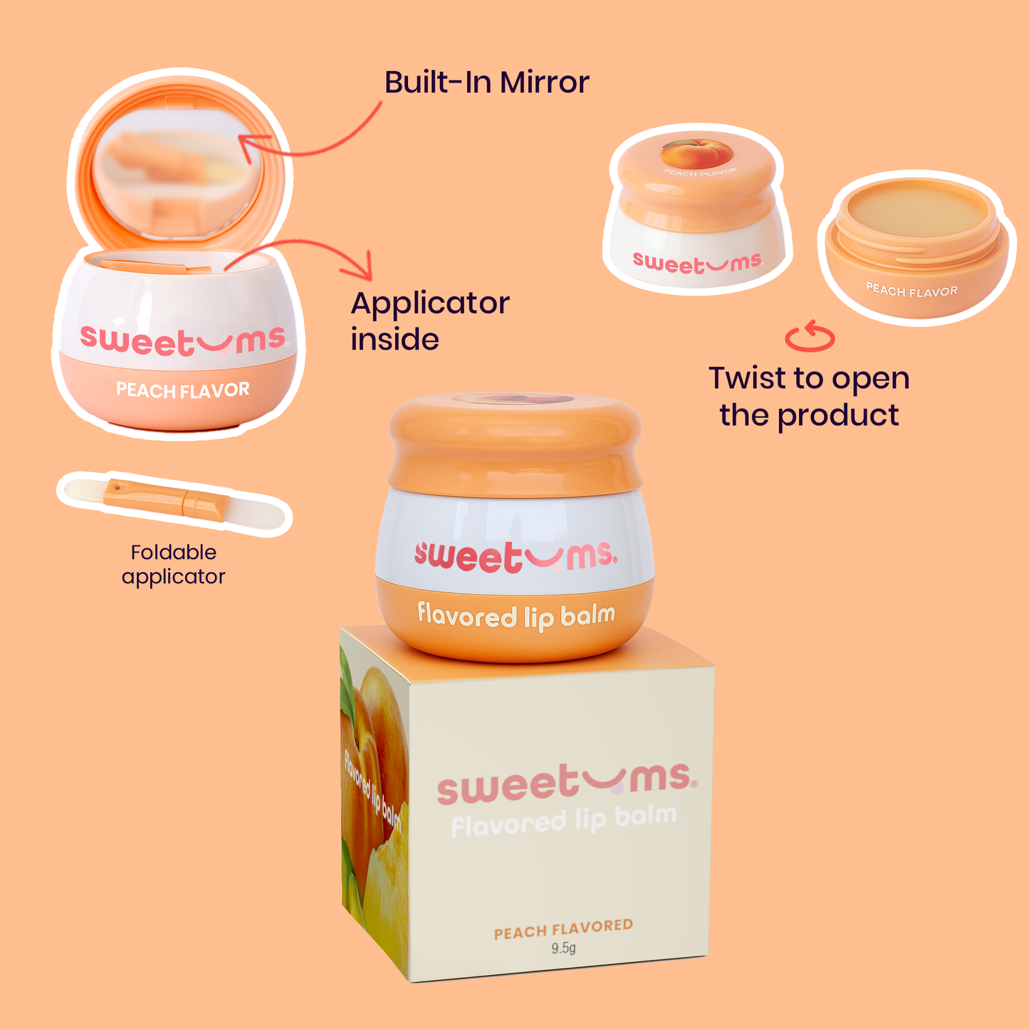 Peach Flavored Lip Balm Beauty Gloss Valentine'sGift for Her