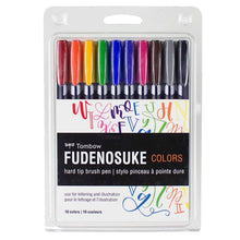 Load image into Gallery viewer, Fudenosuke Colors Calligraphy Brush Pens - 10-Pack
