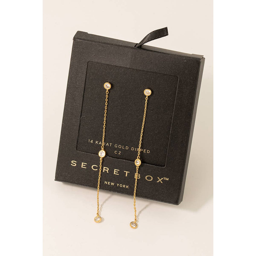 Secret Box Gold Dipped Chain Dangle Earrings